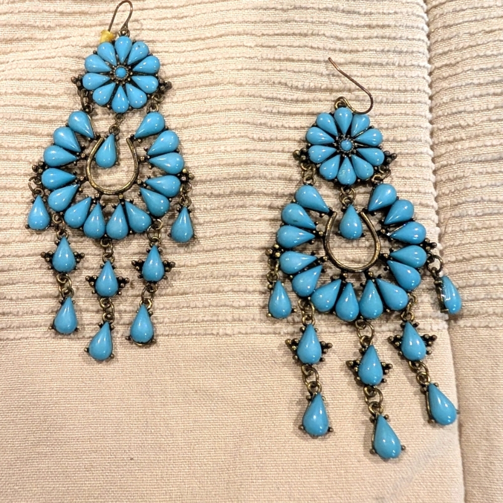 Elegant Blue Chandelier Earrings